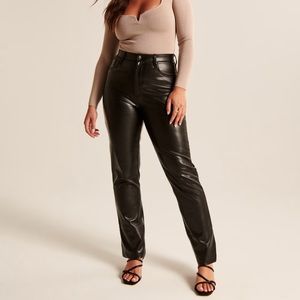Abercrombie // Curve Love Vegan Leather 90s Straight Pant // Ultra High Rise